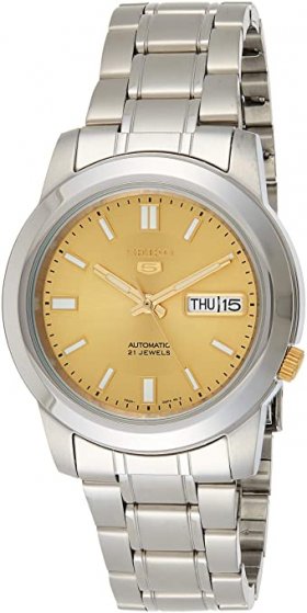 Seiko Men's SNKK13 5 Stainless Steel Goldtone Dial Watch