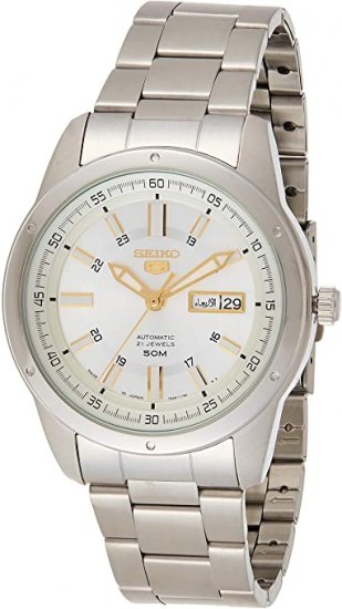 Seiko 5 SNKN11J1 Men\'s Japan Stainless Steel Silver Dial 50M WR Automatic Watch