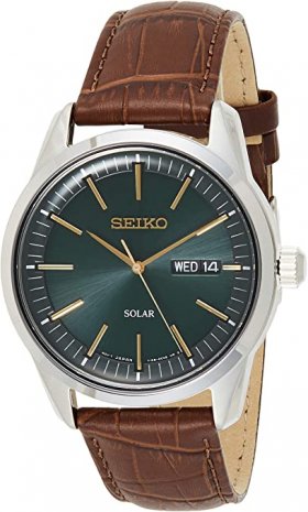 Seiko Dark Green Sunray Dial Solar Powered Men's Watch SNE529