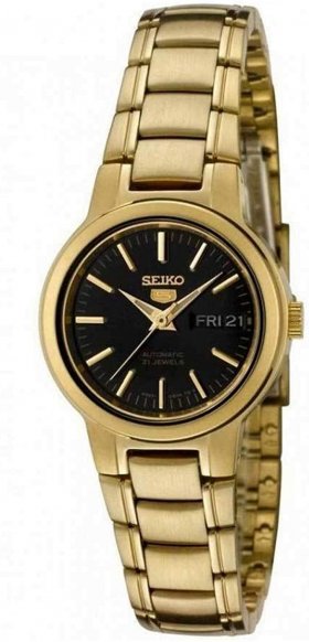 Seiko Women's 5 Automatic SYMK22K Gold Stainless-Steel Automatic Watch with Black Dial