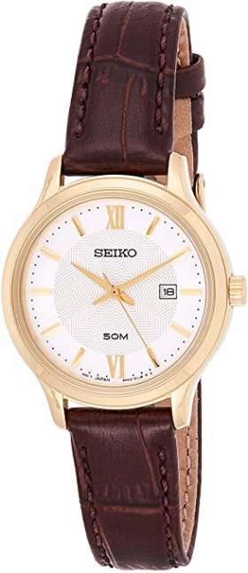 Seiko Neo Classic Quartz White Patterned Dial Ladies Watch SUR644P1