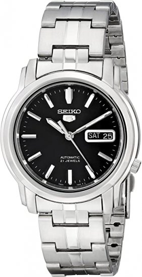 Seiko Men\'s SNKK71 5 Automatic Stainless Steel Watch with Black Dial