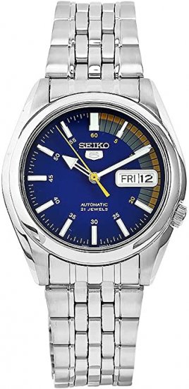 Seiko 5 Automatic Blue Dial Silver Stainless Steel Men\'s Watch SNK371K1