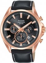 Seiko UK Limited - EU Pulsar Men Chronograph Sports Casual Dress Watch with Leather Strap PT3A28X1