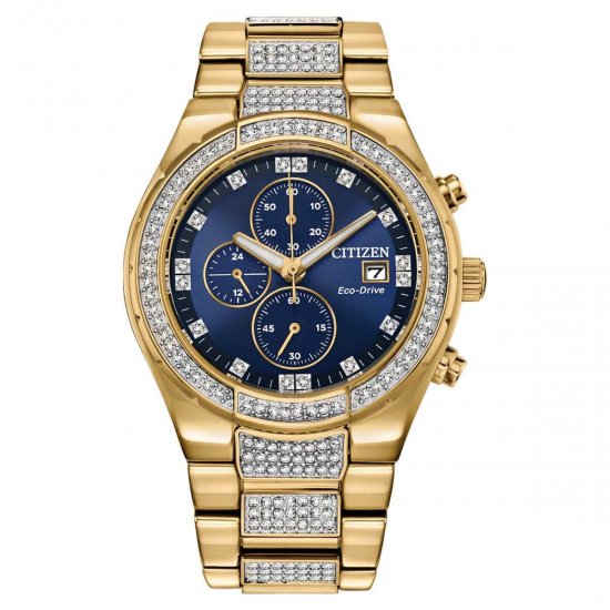 Citizen CA0752-58L Men\'s Crystal Blue Dial Bracelet Chrono Watch