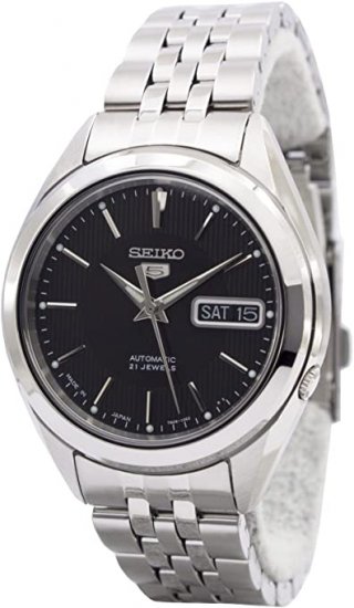 Seiko 5 Black Dial Stainless Steel Men\'s Watch SNKL23J1