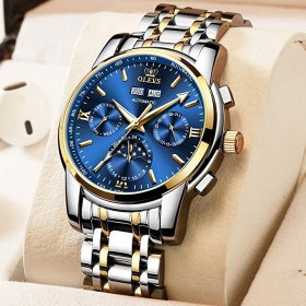 Seiko OLEVS Automatic Watches for Men Mechanical Slef-Wind Luxury Classic Stainless Steel Wrist Watch Date Waterproof Luminous Pointer