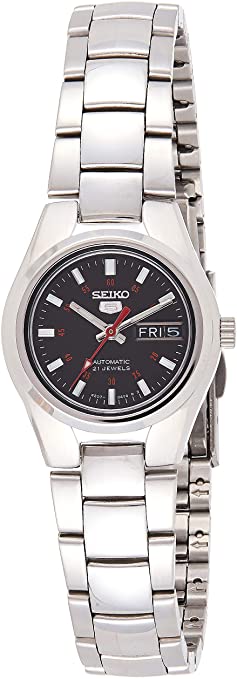 Seiko Women's SYMC27 5 Automatic Black Dial Stainless Steel Watch