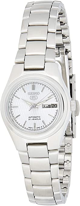 Seiko Women's SYMC07 5 Automatic Silver Dial Stainless Steel Watch