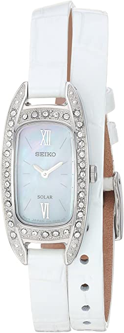 Seiko Women's Jewelry Stainless Steel Japanese-Quartz Watch with Leather Calfskin Strap, White, 7 (Model: SUP391)